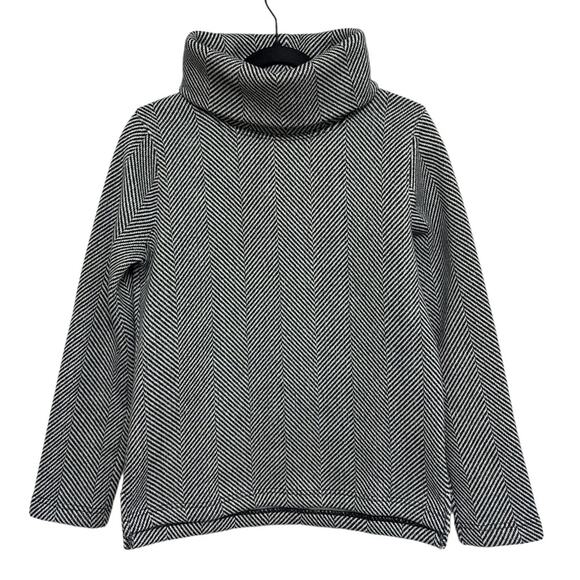 J. Crew Factory Long-Sleeve Funnelneck Pullover in Black and White Herringbone S - Picture 3 of 7